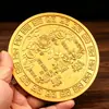 Escultura em Relevo Dupla Face Sol e Lua Montanha Dourada e Cidade Marítima Estilo Chinês para Mesa de Casa e Escritório, Decoração Feng Shui para Riqueza e Proteção