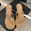 Chanclas para Mujer, Ropa de Verano Exterior, Elegantes Sandalias de Tira con Tacón de Gatito, Diseño Retro Estilo Hada de Gamuza