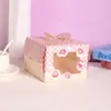Venta directa del fabricante: Caja Portátil Pequeña para Pastel de 4 Pulgadas con Base, Ventana Transparente, Diseño Lindo de Dibujos Animados, Empaque de Horneado de Alta Calidad, En Stock
