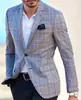 Chaqueta de traje a cuadros de una fila y dos botones para exportación transfronteriza personalizada, parte superior de traje casual ajustada para hombre