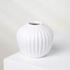 Vaso de Cerâmica Branco Estilo Escandinavo Personalizado para Corredor, Vários Tamanhos, Cachepô Oval com Padrão Vertical, Decoração de Mesa para Casa