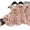 Vestido Casual de Verano con Estampado Floral de Dibujos Animados para Niñas 2026, Estilo Veraniego Agradable a la Piel, Estilo Ligeramente Maduro, Sensación Fresca Algodón y Seda