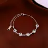 Pulseira com Pingente Redondo de Zircônia Super Brilhante Estilo Francês, Pulseira Exquisita de Luxo Leve de Alta Qualidade, Joia Feminina Fashion e Versátil