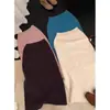 Falda midi de punto de pelo de mapache suave color crema para mujer, de cintura alta, estilosa, elegante, de corte recto y que se ajusta a la figura, perfecta para otoño e invierno