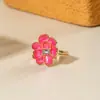Anel de Flor Gota de Óleo de Nicho Barroco para Joias Transfronteiriças Conjunto de Anéis com Design Embelezado de Camélia