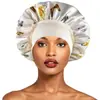 Impressão transfronteiriça de novas toucas de abas largas moda stretch cuidados com os cabelos touca de lavagem touca de quimioterapia de cetim touca de banho de uma peça