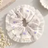 Goma para el pelo de malla floral morada para mujer, con un tacto de alta gama, para moño grande