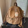 Mochila Casual Feminina Grande Capacidade Moda Estudante do Ensino Fundamental Estudante Plissada Bolsa Escolar Bolsa de Pano Estilo Coreano Mochila de Viagem
