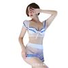 Noche Larga Ropa Interior Sexy Tentación Femenina Uniforme Transparente con Abertura Uniforme de Tentación Traje de Marinero Estudiante 1135