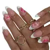 Wm-320 Blanco Rosa Francés Flor Falsas Uñas Almendra Transfronterizo Chica Caliente Impatiens Francesa 24 Piezas Uñas Portátiles Puntas Wholesale