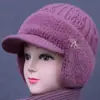 Chapéus de Inverno para Mulheres, Novos Chapéus de Lã Versáteis, Chapéus de Tricô para Mães de Meia-Idade e Idosas, Chapéus Quentes Espessos de Veludo para Mulheres