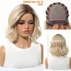 Peluca Completa de Seda Importada Mono Se Puede Peinar Libremente, Peluca Bob Gris Natural Realista en Degradado para Mujeres Cobertura Completa de Cabeza