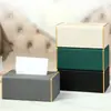 Los fabricantes de cajas de pañuelos pueden personalizar cajas de pañuelos de cuero modernas y sencillas para oficinas y hoteles, cajas de servilletas de lujo ligero
