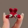 Presilha de Cabelo de Veludo Vintage com Orelhas de Coelho e Strass para Mulheres, Novo Estilo 2026 Presilha Lateral para Franja, Presilha de Garra para Outono e Inverno