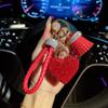 Criativo trançado corda borla argila cheio de amor chaveiro personalizado mulheres carro chaveiro moda saco pingente