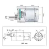 Motorreductor DC 37GB3530 12V 24V Baja Velocidad Alto Par Rotación Adelante/Atrás Velocidad Ajustable Motor Pequeño Miniatura