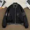 Jaqueta Enbu Masculina, Novo Estilo Primavera e Outono, Design Falso de Duas Peças, Casaco Elegante com Lapela, Jaqueta de Voo Baseball Casual Solta para Homens