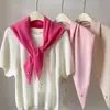 Bufanda Triángulo Engrosada Patrón de Diamantes 100% Lana Bufanda Cruzada Otoño/Invierno Nuevo Estilo Cálida Color Sólido Bufanda Pequeña para el Cuello para Mujer