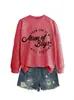 De hijo hacia arriba mamá de Amazon eBay sitio independiente casual simple sudadera de cuello redondo de otoño e invierno para mujer