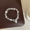 Pulseira de Cristal Branco Irregular Transparente de Verão para Mulheres, Simples, Única, Fashion, Tendência, Versátil, Joia de Pulso para o Dia a Dia