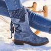 Botas Martin de cano médio tamanho grande femininas outono e inverno Novo salto grosso com tira botas curtas de couro femininas botas de algodão wish 35-43