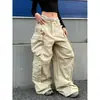Nuevos pantalones cargo de pierna ancha y multibolsillos de estilo callejero americano popular para hombre, pantalones retro versátiles y modernos para el día a día