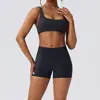 Sujetador Deportivo Europeo y Americano sin Espalda para Mujer, Profesional con Almohadillas en el Pecho, Chaleco Deportivo para Vestir, Pantalones Cortos de Moda, Conjunto de Yoga Adelgazante