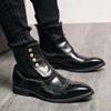 Botines brogue cortos nuevos transfronterizos tendencia de moda para hombre botines Chelsea zapatos de cuero británicos casuales para hombre