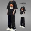 Conjunto de Roupa de Verão Masculina, Estilo Hong Kong, Calças de Perna Reta com Estampa de Estrela, Chapéu, Camisa de Manga Curta Estampada, Casual e Versátil