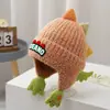 Gorro cálido y cortavientos de otoño e invierno, diseño lindo y adorable de pingüino de lana tejido, gorro para niños que protege los oídos