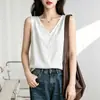 Camisola minimalista versátil de verano para mujer, refrescante, transpirable, agradable para la piel, cómoda para casa y para caminar, top base blanco