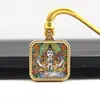 Collar Colgante Mini Thangka de Acero de Titanio Dorado Pintado a Mano de Xizang Colgante Thangka de los Ocho Guardianes Huang Caishen Wuye