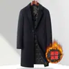 Casaco Longo de Lã Masculino Laishibo para Homens de Meia-Idade e Jovens, Novo Estilo Outono/Inverno, Acolchoado com Algodão e Espessado, Peça de Lã Slim Fit