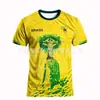 Camiseta de manga corta con cuello redondo para hombre, moderna, con estampado 3D de la selección de Brasil, México e Inglaterra, para aficionado al Mundial
