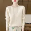 Suéter de Lana de Alta Gama para Mujer en Otoño e Invierno, Suéter de Punto Base de Cuello Redondo y Manga Larga con Suéter Suelto por Dentro, Aspecto Holgado y Adelgazante