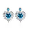 Transmisión en Vivo de Douyin Nuevo Diseño de Joyería Colgante de Alas de Ángel Collar con Alas de Aguamarina Simulada en Forma de Corazón
