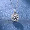 Transmisión en Vivo Transfronteriza Venta Caliente Girasol de Diamante Completo Colgante de 5 Quilates Imitación Moissanita Chapado en Pt950 Collar para Mujer