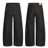 K5529 Estilo Retro Americano High Street Unisex Diseño de Color Denim Crudo Deconstruido Jeans Holgados para Hombre con Forma de Cimitara