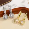 Elegantes y de moda aretes redondos de circonia cúbica, estilosos y sofisticados, perfectos para mujeres, novias y ocasiones de boda, lujosos aretes colgantes, aretes para damas de honor