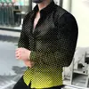 2026 Camisa de Manga Larga Estampada en 3D para Hombre de Venta Caliente Europea y Americana Moda Tendencia Cárdigan Superior de Lunares Degradados