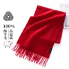 Novo Cachecol de Lã Liso com Franjas Longas Quente para Outono e Inverno, Macio e Confortável