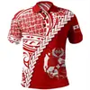 Camisa Polo Masculina com Estampa Digital 3D Havaí Tribo Tonga Polinésia Manga Curta Solta Transfronteiriça