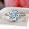 Anel de Topázio Azul Natural 2025 Banhado a Prata S925 Design Completo com Diamante Joia Simples para Mulheres Venda por Atacado