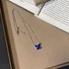 Collar de Mariposa de Diamante Brillante Color Paraíba, Moderno y Exquisito, Cadena Versátil para la Clavícula, Regalo de Graduación de Verano