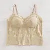 Camisola de Verão para Mulheres com Bojo, Top Sexy de Renda Francesa, Roupa Íntima Branca para Meninas Quentes, Lindo Design nas Costas, Pode Ser Usada como Camada Base ou Peça Externa