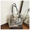 Bolso de Hombro Tipo Tote Grande, Sencillo, Elegante, de Moda, para Mujer, Nuevo Modelo 2026, Bolso Cruzado de Hombro Transparente de Gelatina con Graffiti de Nicho