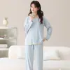 Pijama de Algodón Puro para Mujer, Primavera y Otoño, Manga Larga, Nuevo Estilo 2026, Lindo Estampado de Dibujos Animados, Ropa de Casa, Cómodo, Se Puede Usar Afuera, Conjunto