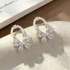 Pendientes de Lazo de Perla, Elegantes Pendientes de Perla con Diseño Geométrico en Forma de U Super Brillantes de Estilo Francés, Pendientes Exquisitos y Versátiles