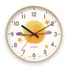 Reloj de Pared de Lujo Ligero con Marco de Madera Curvado Estilo Ins Comercio Exterior Reloj con Veta de Madera Reloj de Cuarzo Silencioso para Sala de Estar del Hogar Reloj Simple