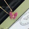 Collar Mariposa Full Diamond de Oro Blanco Oro Rosa Oro Turquesa Madreperla Blanca Zafiro Rosa Amarillo Cadena Clavícula Diamante